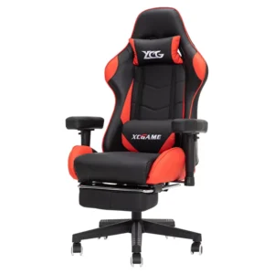 Gaming Chair Reclining Swivel Chair RGB LED Lights Massage Red Black PVC Leather Economic Gaming E Sports Chair