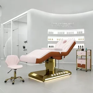 Gold Salon Furniture 4 Motor Electric Modern Facial Beauty Massage Bed Cosmetic Table Chair Spa Lash Bed Living Room