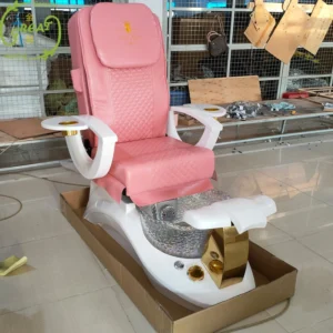 Great Foshan Factory American Style Luxury Pink Beauty Salon Luxury Pedicure SPA Chair with Massage