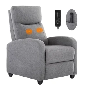 Grey Line Fabric Recliner Gaming Zone Sofa Chair Small Space Home Theater Seating Massage Gaming Sofa for Adults