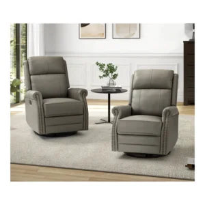 Heated Vibration Massage Recliner Leather Sofa Chair With Swivel Rocker Function