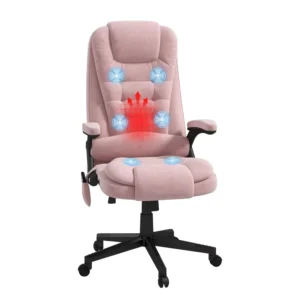 Heated and Massaging Office Chair Reclining Computer Chair with Vibration Armrest Remote Controlled Pink Color