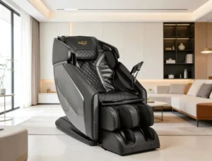 Heavy Duty Luxury Massage Chair with Medical Grade Silicone Rollers 136cm Long Guide Rail Real time Health Data Display
