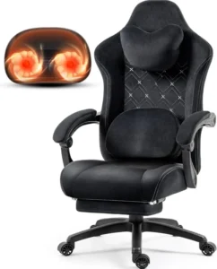 High End Ergonomic Fabric Gaming Chair with Heated Massage Lumbar Support