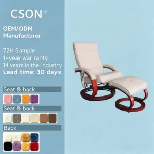 High Quality Modern Fabric Metal Frame Electric Adjustable Reclining Open Back Massage Chair with Remote Control and Footrest