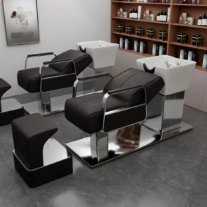 High end Commercial Hair Salon Shampoo Chair Fashion Simple Ceramic Semi reclining Deep Basin Water flushing