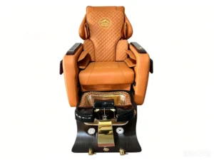 High end Luxury Pedicure Chair Jet Pump Leather Salon Electric Massage Manicure Spa Chair Orange Glass Material Adjustable