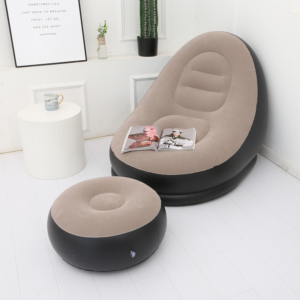 Inflatable Lounge Chair with Ottoman Blow up Chaise Lounge Portable Lazy Sofa