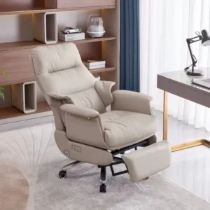 Intelligent Electric Massage Boss Chair with USB Charging Lumbar Support Genuine Leather Office Chair
