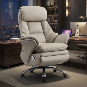 Intelligent Modern Ergonomic Electric Massage Boss Chair USB Charging Lumbar Support Genuine Leather Swivel Office Chair