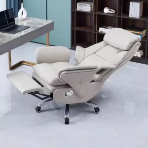 Intelligent Modern Ergonomic Electric Massage Chair with USB Charging Lumbar Support Genuine Leather Office Chair