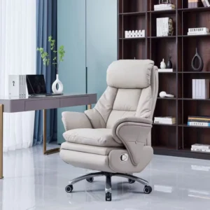 Intelligent Modern Ergonomic High Back Massage Office Chair USB Charging Lumbar Support Genuine Leather Swivel Waterproof 3 Year