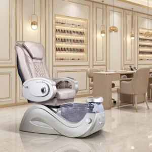 Kangmei Luxury Nail Salon Furniture Magnetic Jet Whirlpool Pipeless Gold Foot Spa Massage Pedicure Chair with Plumbing