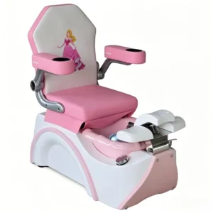 Kids Princess Pink Pedicure Chair with Foot Spa Bowl Reclining Children Manicure Pedicure Station for Nail Salon & Spa