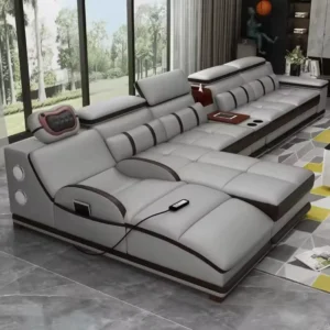 L Shape Modular Three Seat Electric Massage Leather Modern Extendable Recliner Set Living Room Furniture Apartment