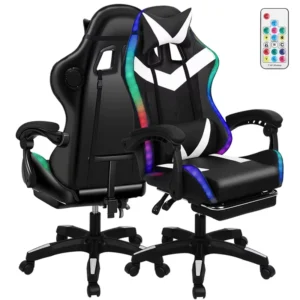 LED Lighting Massage Silla White Black Logo Multi Function Racing LED Computer Reclining Leather Diamond RGB Gaming Chair