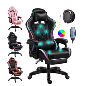 LED Racing Gaming Chair One Piece Custom Made Massage Chair Modern Swivel Chair Aluminum RGB 22 New 1pcs