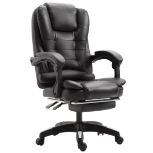 LEKEN Ergonomic Massage Office Chair Big Tall for Boss Managers Executives Modern Design PU Synthetic Leather Extendable Cooling