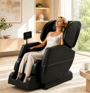 LEMESY High End Vintage Pu Leather Massage Chair Zero Gravity Electric Recliner Heating Foot Rollers Head Back Massage