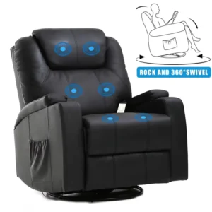 LEYNVO OEM Adjustable 360 Degree Swivel Rocking Massage Recliner Chair for Living Room