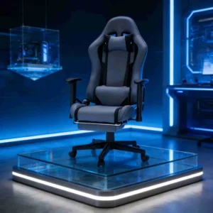 Leather E sports Gaming Chair Extendable Height Adjustable Swivel with Massage Steel Base Comfortable Seat