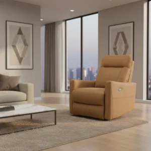 Leather Recliner Chair Electric Power Recliner Sofa Chair With USB Port Modern Single Seat Lounge Rocking Chair