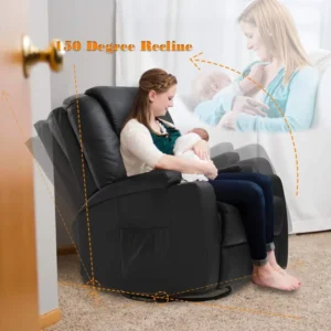 Living Room PU Leather Electric Massage Recliner Chair with 360 Degree Swivel Remote Control