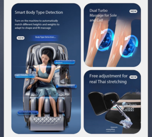 Long SL Rail 4D Dual Core Robotic Massage Chair for Family Relaxation