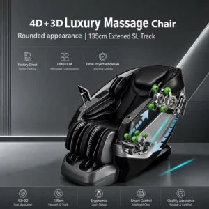 Luxury 4D Electric PU Leather Massage Chair Full Body Thai Stretch Zero Gravity SL Track Double Mechanism