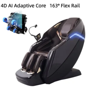 Luxury AI 4D Massage Chair Flexible Track Zero Gravity Deep Tissue Smart Body Scan Recliner Bluetooth Heating Leg Rolling