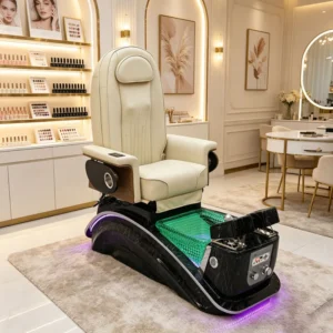 Luxury Beige Pedicure Chair with LED Light & Massage