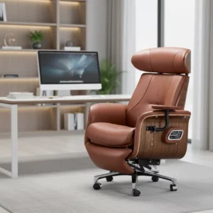 Luxury Electric Recliner Office Chair With 30 Day Battery Life Adjustable Leather Boss Chair With Lumbar Massage