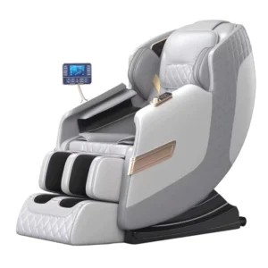 Luxury Leather Massage Chair Gray 8D with Body Care System and Bluetooth Audio