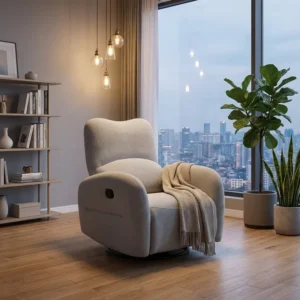 Luxury Living Room Zero Gravity Massage Electric Recliner Sofa Chair with Fabric Upholstery and Metal Frame Revolving One Seat