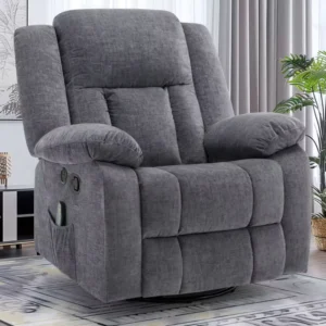 Luxury Modern 360 Degree Swivel Recliner Chair Comfortable Massage Loose USB Port Reclining Sofa in Fabric for Living Room