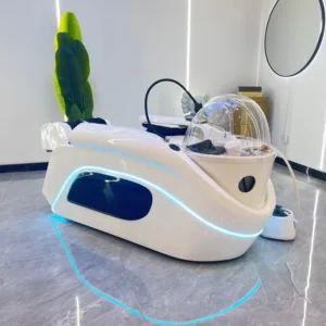 Luxury Modern Design Beauty Hair Salon Shiatsu Chair Electric Full Body Hair Washing Massage Bed Ceramic Headspa Shampoo Bed