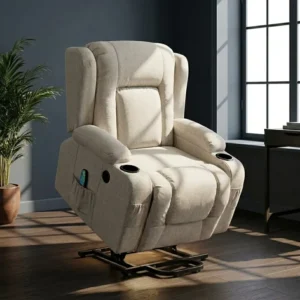Luxury Modern Metal Frame Lifting Senior Chair with PU Leather Upholstery for Living Rooms Massage Riser Chair