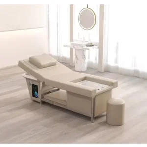 Luxury Multifunction Barbershop Shampoo Chair Electric Hydraulic Lifting and Descending Washing Bed With Foot Spa Basin