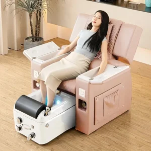 Luxury Nail Manicure Station Pink Color Foot SPA Massage Bowl Pedicure Chair for Salon