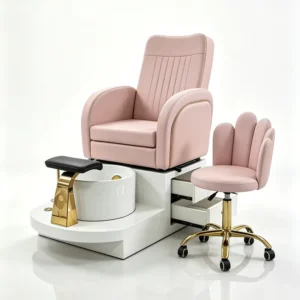 Luxury Nail Salon Equipment White Wooden Base Foot Spa Bench Modern Storage Cabinet Pedicure Chair With Surfing Function