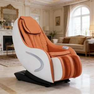 Luxury Orange & White Contrast Smart Massage Chair Home Automatic Multi Function Zero Gravity Space Capsule Customizable Color