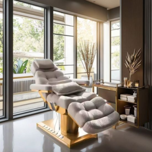 Luxury Tattoo Studio Electric Reclining Gold Base Chair