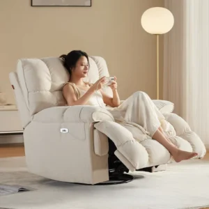 Luxury White Adjustable Footrest Ergonomic Lounge 180 Degree Reclining Chair Power Recliner