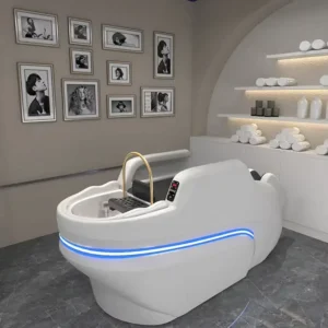 MORE DESIGN Luxury Hair Salon Furniture White Electric Multifunctional Beauty Salon Hair Washing Shampoo Massage Chair with Bowl
