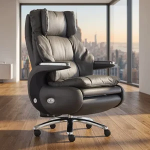Massage Office Chair Comfortable Executive Chair Reclinable Natural Feel PU Leather Upholstery Motorized Manual