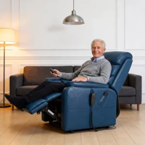 Massage Recliner Chair with Heated Lumbar 4 Point Massage 105° 160° Adjustable Power Lift PU Leather Lift Sofa Chair with Remote