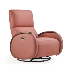 Modern 1 Person Genuine Leather Electric Power Recliner Chair with Foldable Extendable Massage Function Swivel for Living Room