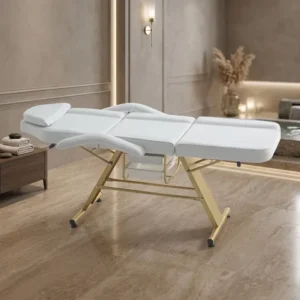 Modern 3 Fold Gold Massage Bed Adjustable Multifunctional Folding Tattoo Chair Eyelash Lounge Beauty Salon Home Use Gym