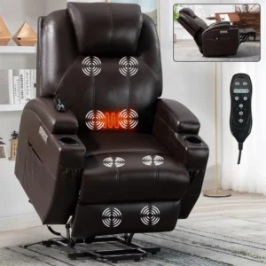Modern Black Electric Leather Recliner Sofa Motion Vibration Massage Lumbar Heating Motor Power Lift Recliner Chair for Elderly