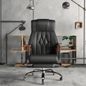 Modern Black Leather Office Chair with Reclining and Massage Functions Meeting Room Boss Chair